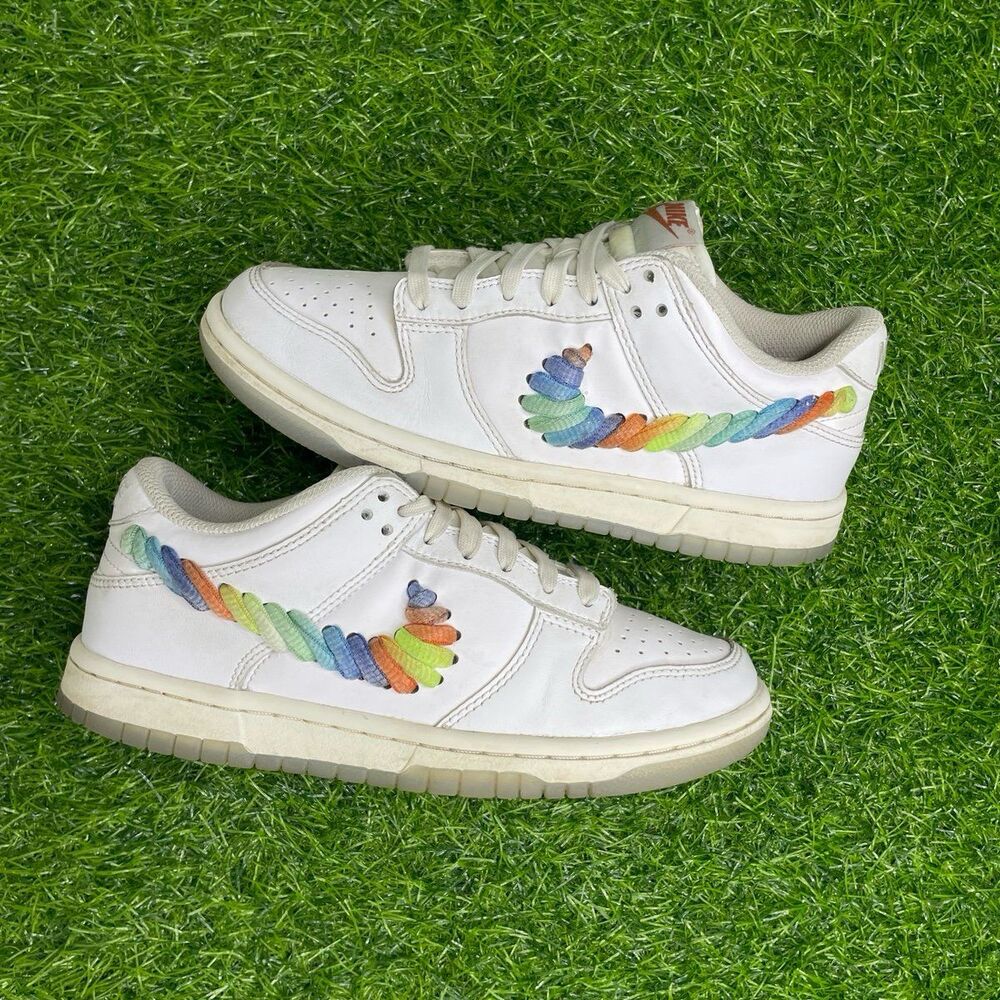 Nike Dunk Low SE Rainbow Lace Swoosh White Size Women’s 6